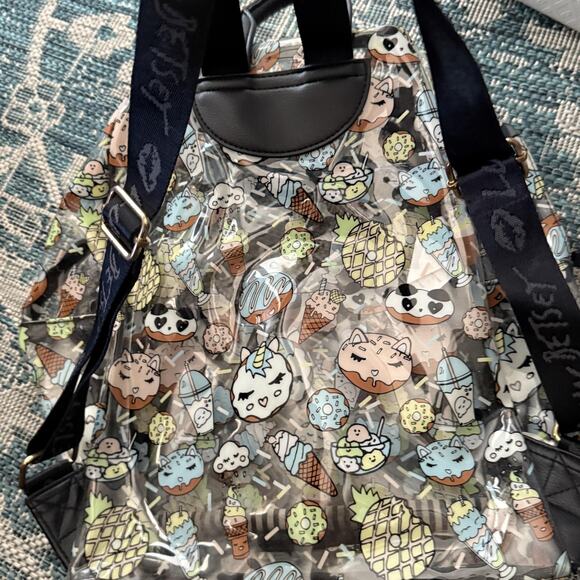 Betsy Johnson Backpack Large Clear Kawaii Cat Food Pineapple Ice Cream Donut - Picture 5 of 8